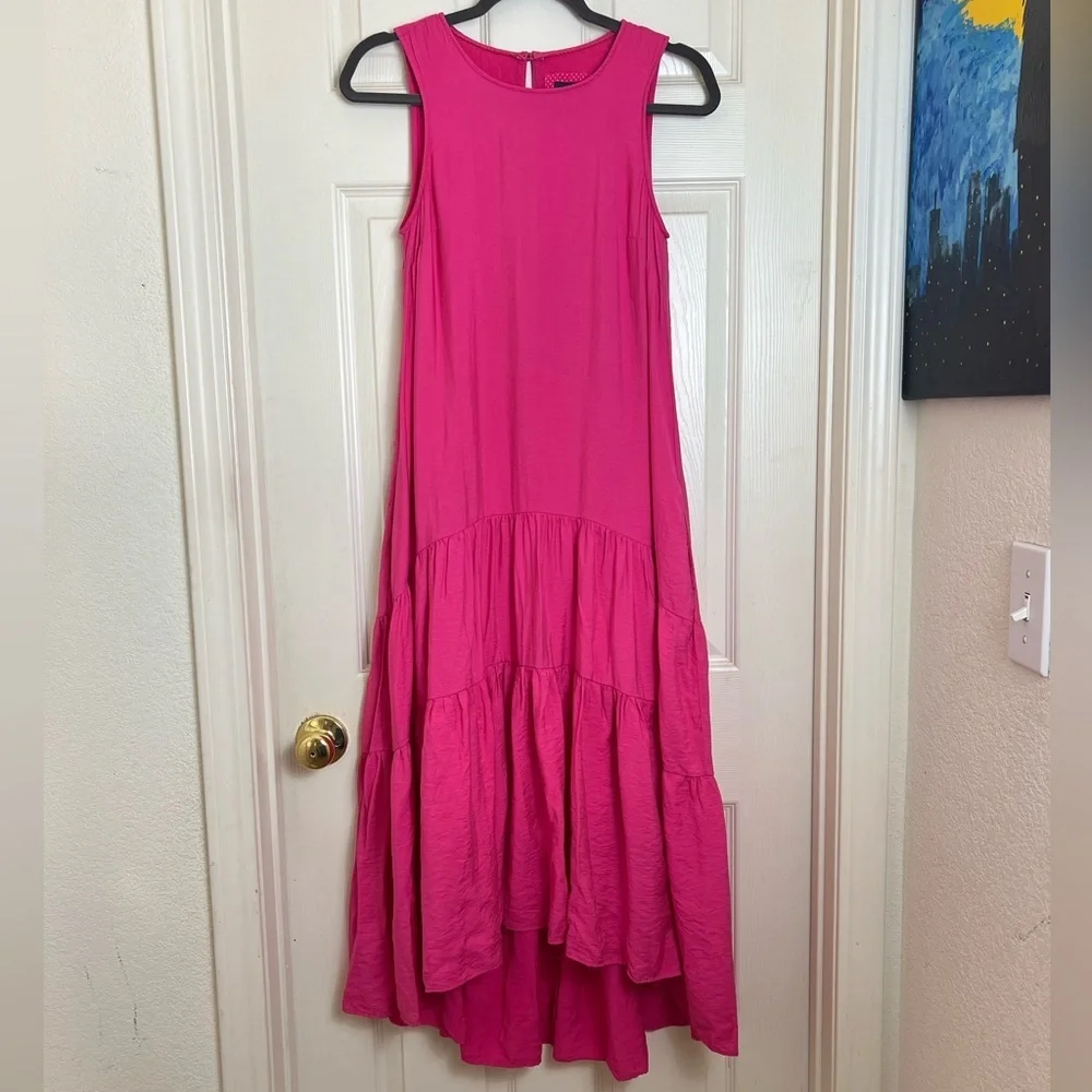 Anthropologie Maeve Marlene Tiered Dress Hot Pink - Picture 4 of 11